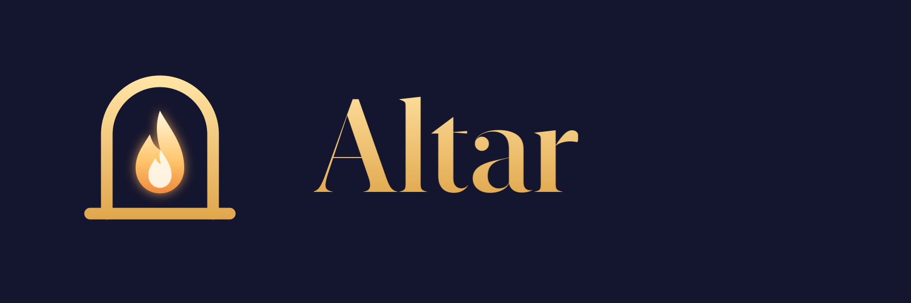 The Altar logo in gold: the mark beside the word Altar, for dark backgrounds.